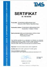 Sertifikat za armiranje betona, čelične mreže